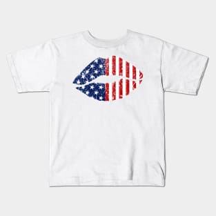 Women Lips American Flag 4th Of July Proud Tie Dye Kids T-Shirt